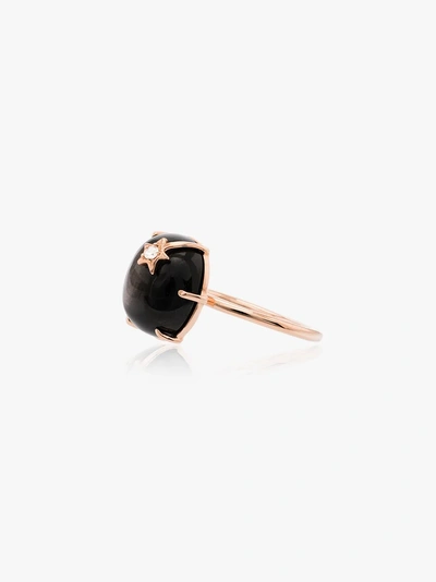 Shop Andrea Fohrman Womens 18k Rose Gold And Black Moon Stone Mini Quartz Diamond Ring