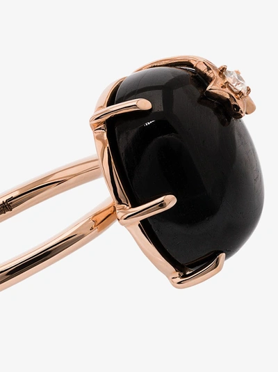 Shop Andrea Fohrman Womens 18k Rose Gold And Black Moon Stone Mini Quartz Diamond Ring