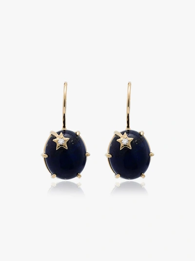 Shop Andrea Fohrman Womens 18k Yellow Gold And Blue Galaxy Diamond Star Lapis Earrings