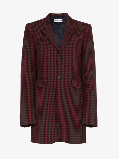 Shop Balenciaga Blazer Mit Karomuster In Red