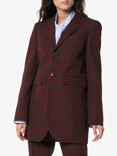 Shop Balenciaga Blazer Mit Karomuster In Red