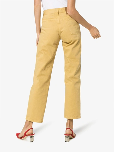 Shop Jacquemus High Rise Cropped Jeans In Brown