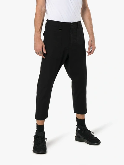 Shop Sophnet . Drop-crotch Cropped Trousers In Black