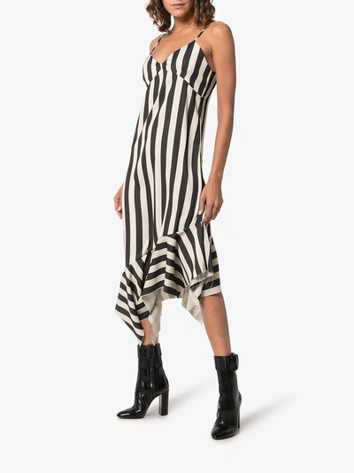 Shop Marques' Almeida Marques'almeida Asymmetric Hem Striped Midi Dress In Black