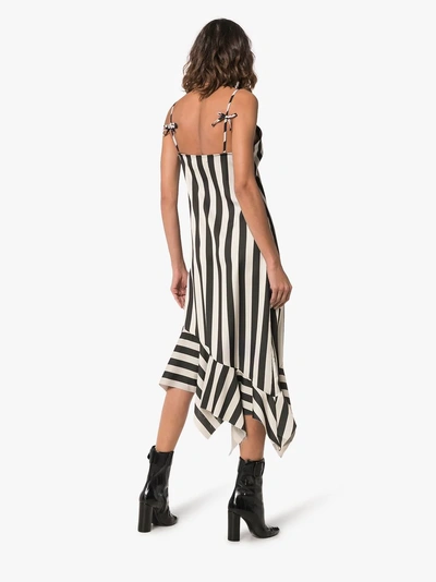 Shop Marques' Almeida Marques'almeida Asymmetric Hem Striped Midi Dress In Black