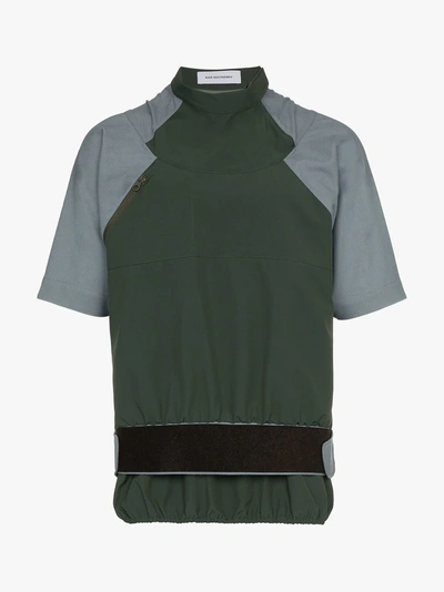 Shop Kiko Kostadinov Contrast Sleeve Velcro Waist T-shirt In Green