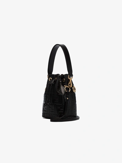 Shop Fendi Black Mon Tresor Mini Leather Bucket Bag