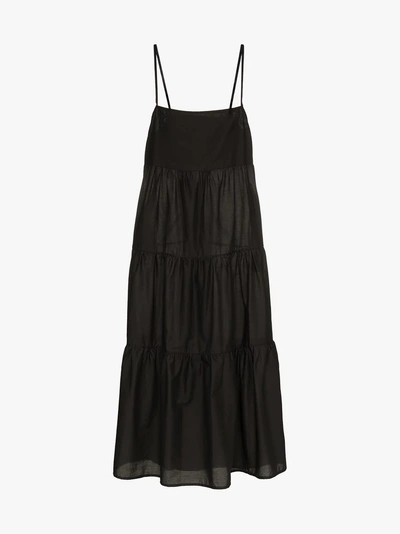 Shop Matteau The Long Tiered Cotton Sundress In Black