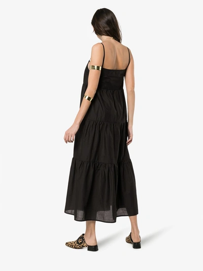 Shop Matteau The Long Tiered Cotton Sundress In Black