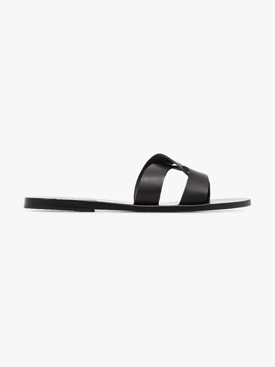 Shop Ancient Greek Sandals Black Desmos Crossover Leather Sandals