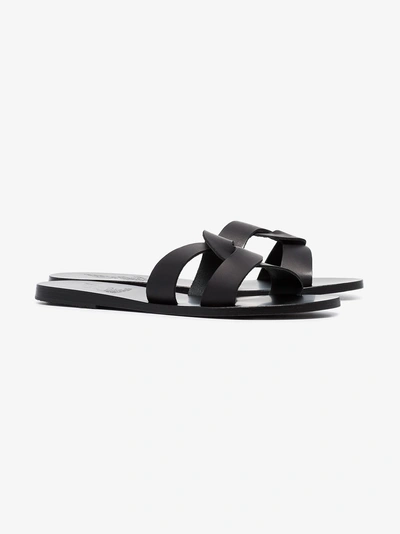 Shop Ancient Greek Sandals Black Desmos Crossover Leather Sandals