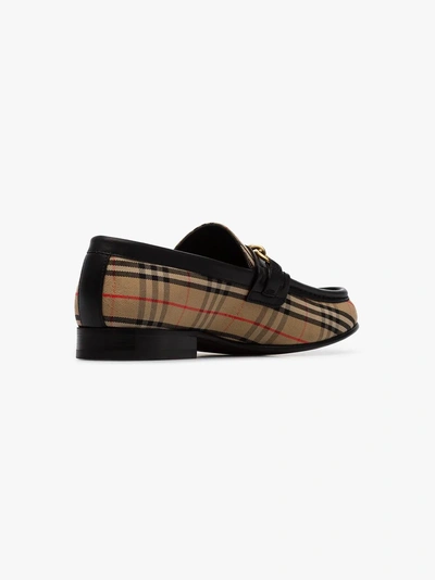Shop Burberry Moorley Chain Detail Fabric Loafers In Brown