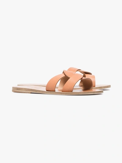 Shop Ancient Greek Sandals 'desmos' Pantoletten Mit Überkreuzten Riemen In Nude