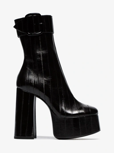 Shop Saint Laurent Round Toe Boots In Black