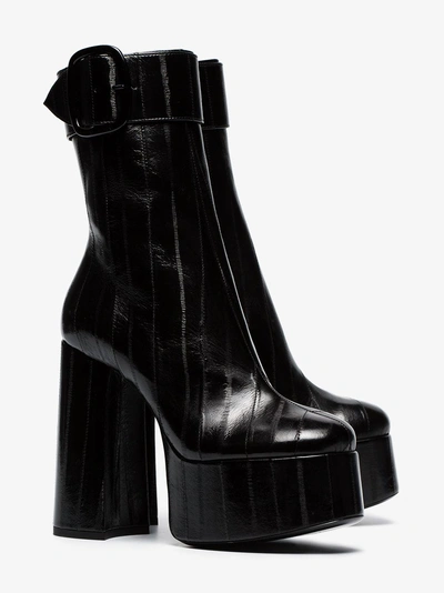 Shop Saint Laurent Round Toe Boots In Black
