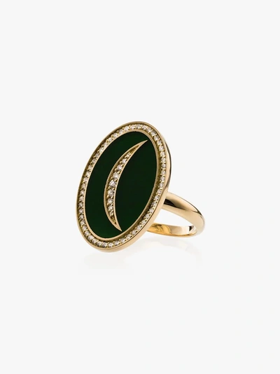 Shop Andrea Fohrman Crescent Moon 18k Gold Diamond Ring