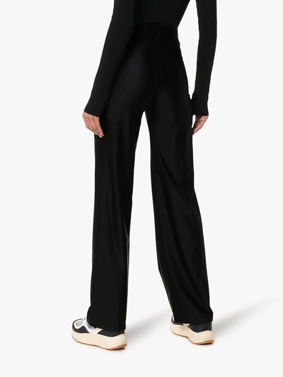 Shop Marine Serre High-waisted Flared Leg Trousers In Black