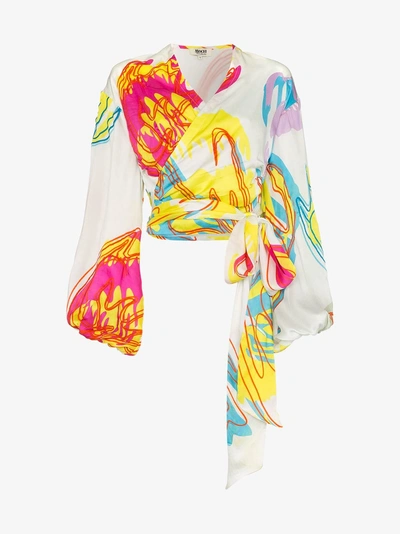 Shop All Things Mochi Kylie Wrap Top In Multicoloured