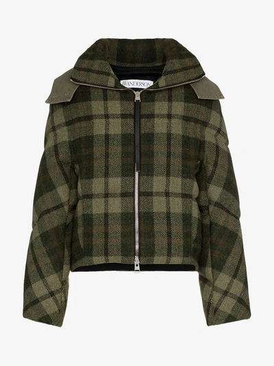 Shop Jw Anderson Cropped Puffer Jacket In Green