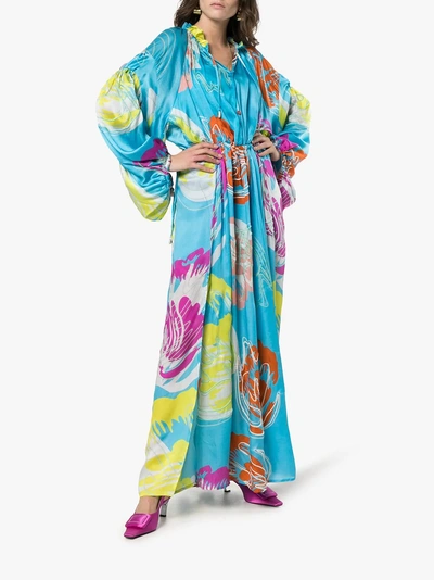 Shop All Things Mochi Fafia Tie Neck Maxi Dress In Blue