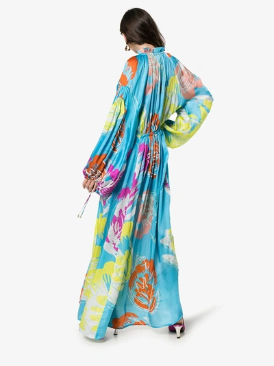 Shop All Things Mochi Fafia Tie Neck Maxi Dress In Blue