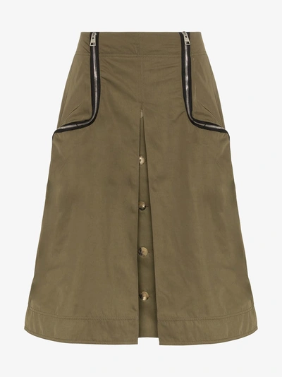 Shop Jw Anderson Zip-detail Twill Taffeta Skirt In Green