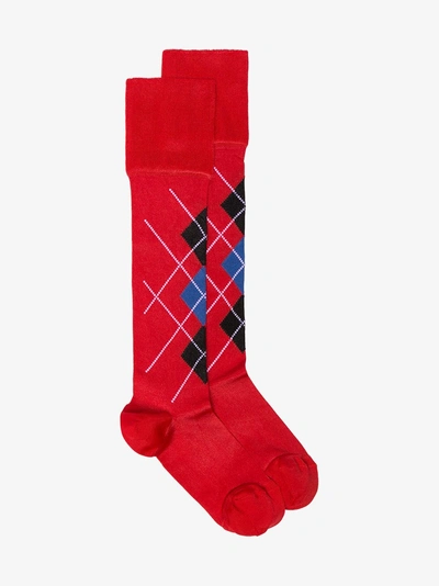 Shop Versace Karierte Socken In Red