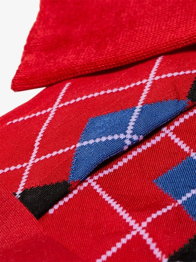 Shop Versace Karierte Socken In Red