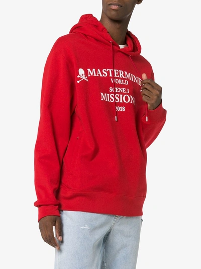 Shop Mastermind Japan Missions Logo Cotton Hoodie In Red