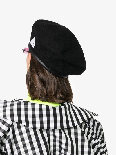 Shop Charm's X Kappa Black Logo Wool Beret Hat