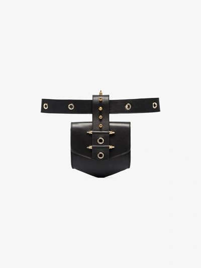 Shop Okhtein Black Rodhawk Studded Leather Belt Bag