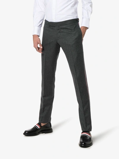 Shop Thom Browne Tailored Striped Wool Trousers In Grey