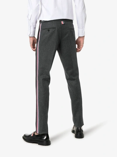 Shop Thom Browne Tailored Striped Wool Trousers In Grey