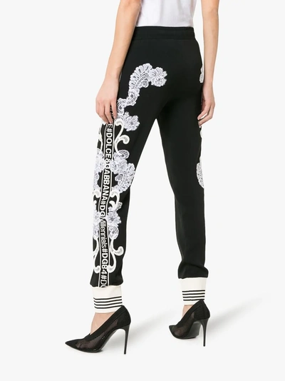 Shop Dolce & Gabbana Lace Embellished Track Pants In Black