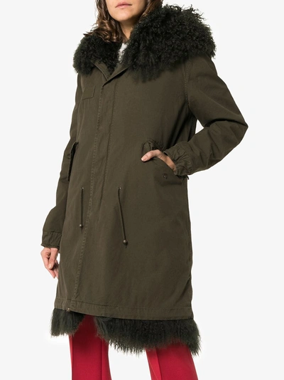 Shop Mr & Mrs Italy Shearling Lined Hooded Cotton Parka In Green