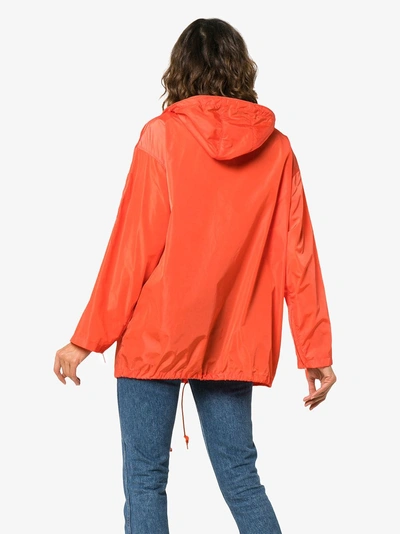 Shop Prada Nylon Gabardine Hooded Jacket In Orange