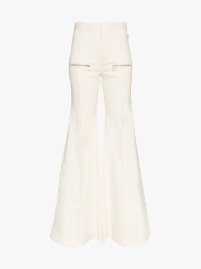 Shop Chloé Zipped Flared Jeans In 115 Dusty White