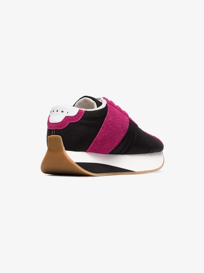 Shop Marni Colour Block Platform Sneakers In Black