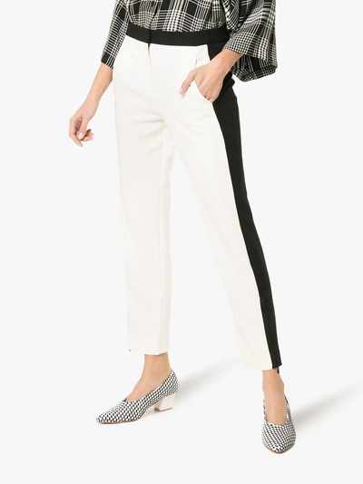 Shop Tibi Anson Skinny Stretch Tuxedo Trousers In White