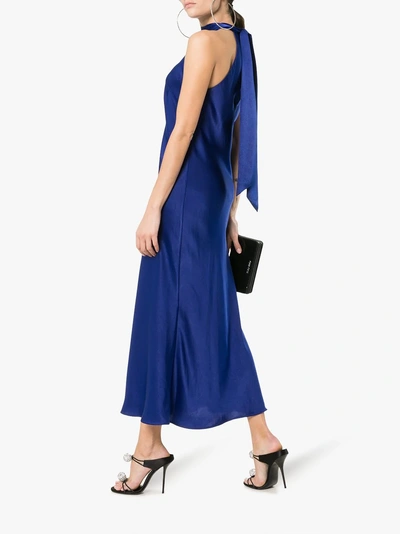 Shop Galvan Siena Halterneck Dress In Cobalt