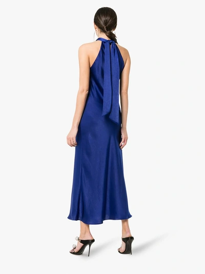 Shop Galvan Siena Halterneck Dress In Cobalt