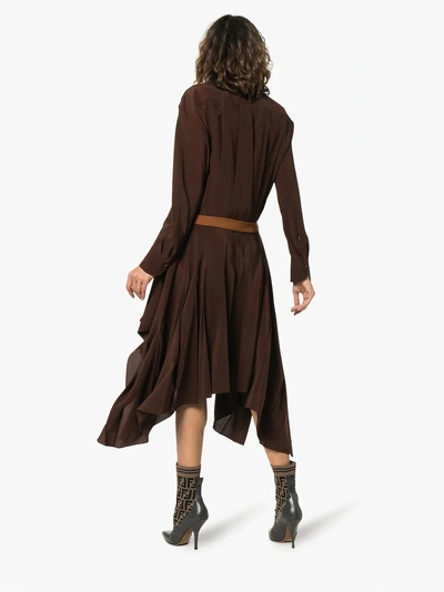 Shop Chloé Asymmetrisches Midikleid In Brown