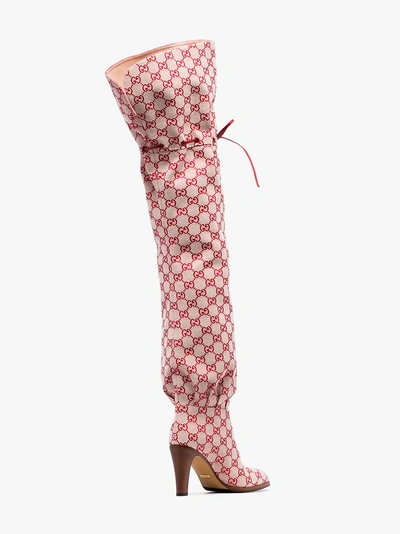 Shop Gucci Overknee-stiefel Aus Gg In Red