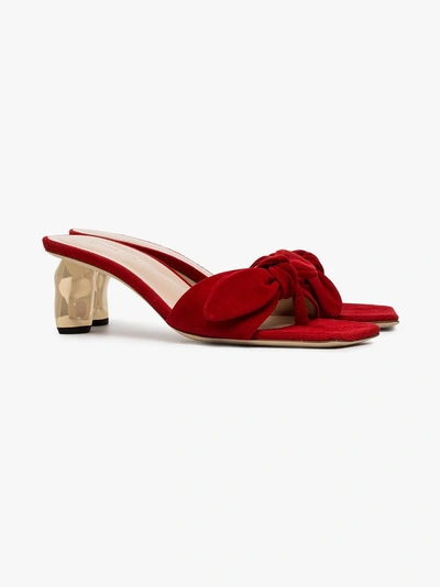 Shop Rejina Pyo Lottie Bow Embellished Suede Sandals In Red