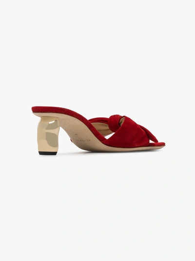 Shop Rejina Pyo Lottie Bow Embellished Suede Sandals In Red