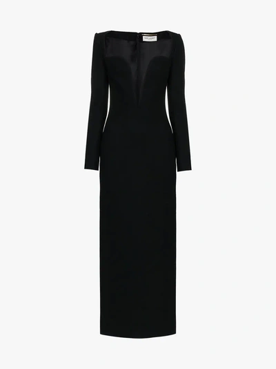 Shop Saint Laurent Kleid Mit Herzausschnitt In Black