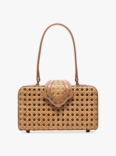 Shop Mehry Mu Brown Fey In The 50's Rattan Leather Box Bag In 103 - Brown