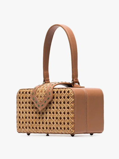 Shop Mehry Mu Brown Fey In The 50's Rattan Leather Box Bag In 103 - Brown