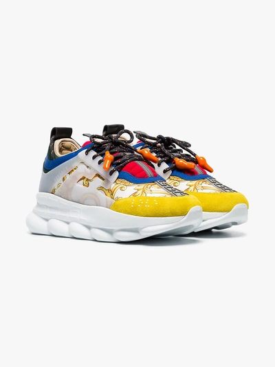 Shop Versace Chain Reaction Baroque Print Sneakers In Db5 Multi