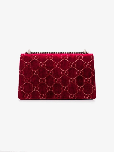 Shop Gucci Red Dionysus Gg Velvet Small Shoulder Bag